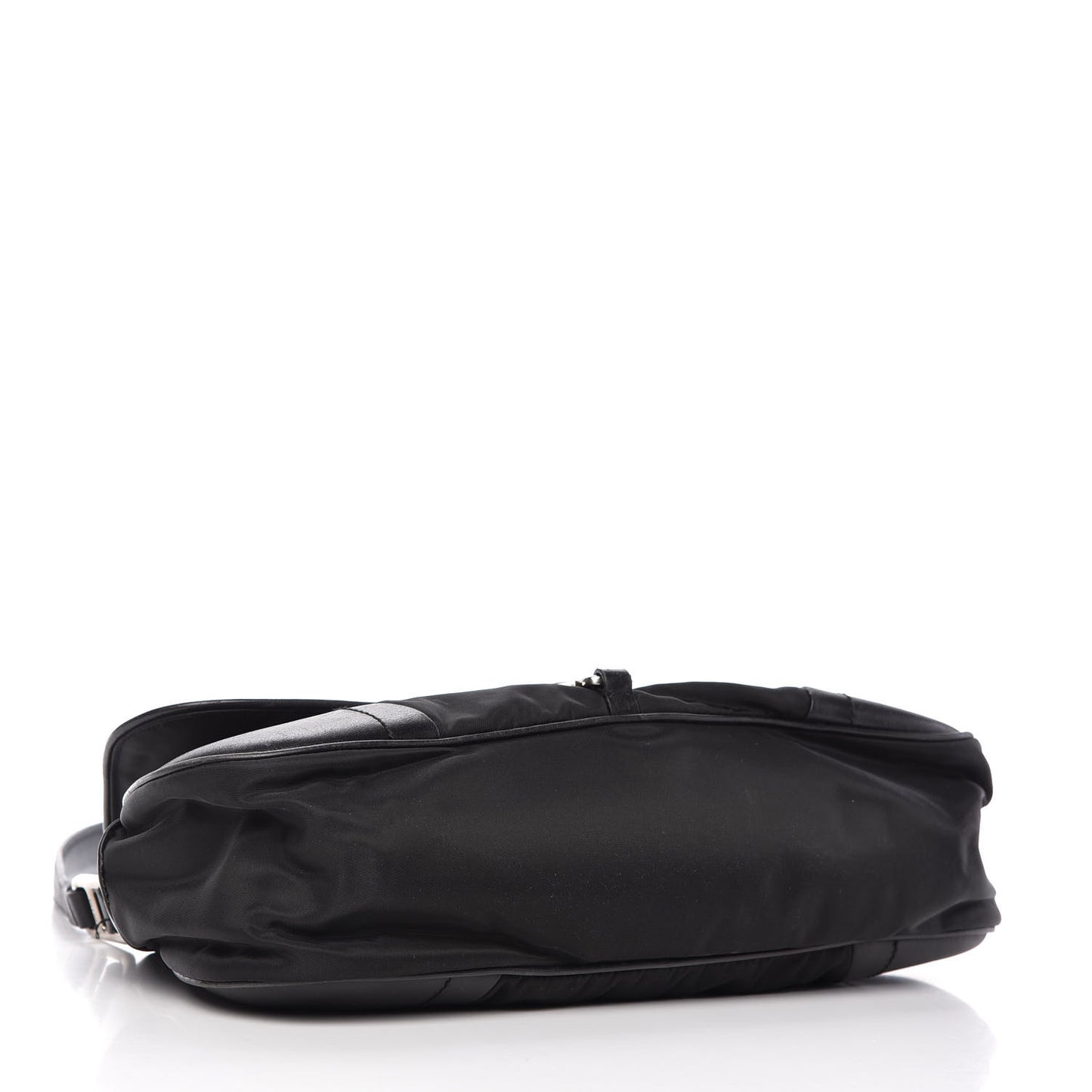 Tessuto Nylon Calfskin Shoulder Bag Black