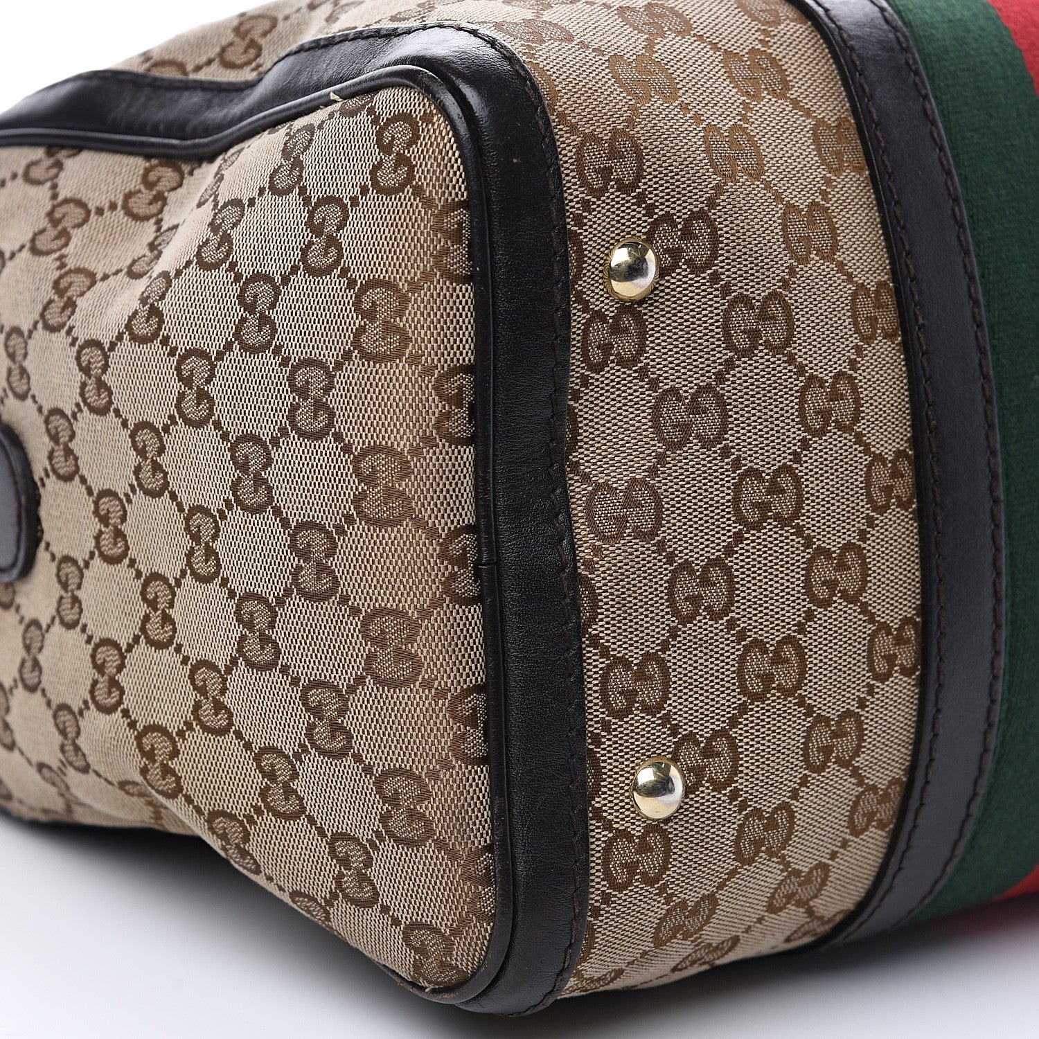 Gucci Monogram Vintage Web Medium Boston Dark Brown 10 of 12