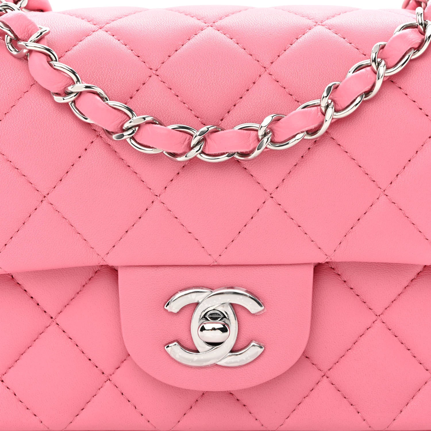 Chanel Lambskin Quilted Mini Rectangular Flap Pink 8 of 11