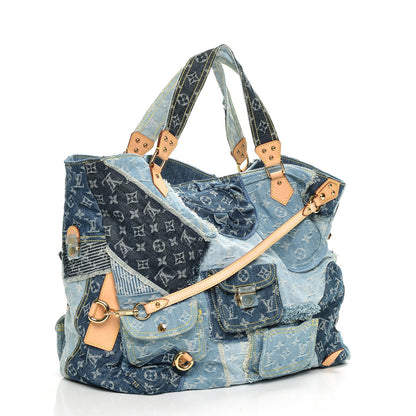 Louis Vuitton Denim Patchwork Cabby Tote Blue 3 of 6