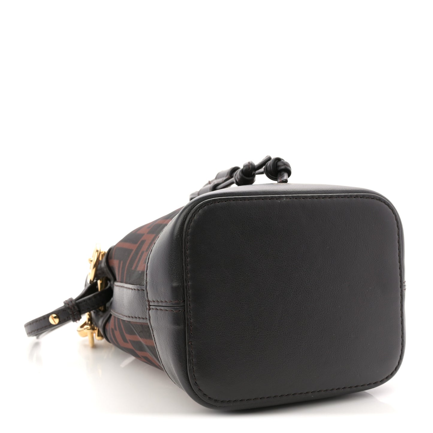 Mesh Vitello Grace F is Fendi FF 1974 Mini Mon Tresor Bucket Bag Marrone Black Ebano
