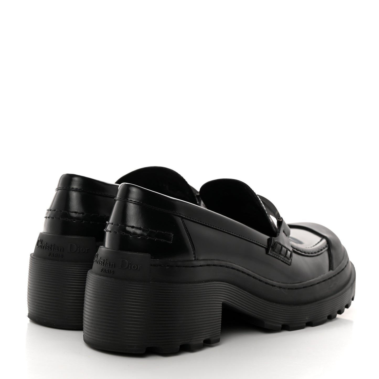 Brushed Calfskin Dior Code Lug Sole 15mm Loafers 38 Black