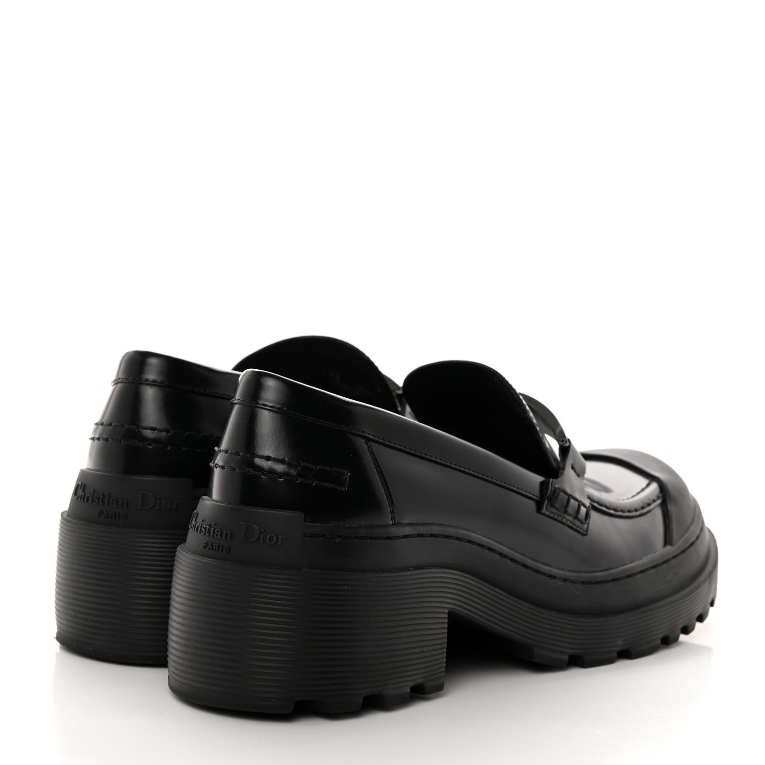 Christian Dior Brushed Calfskin Dior Code Lug Sole 15mm Loafers 38 Black 4 of 9