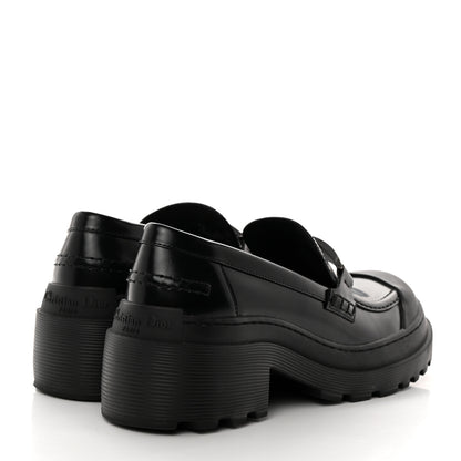 Christian Dior Brushed Calfskin Dior Code Lug Sole 15mm Loafers 38 Black 4 of 9