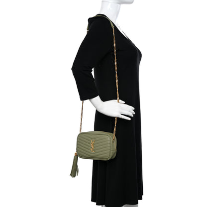Saint Laurent Grain De Poudre Matelasse Monogram Mini Lou Camera Bag Light Sage 2 of 10