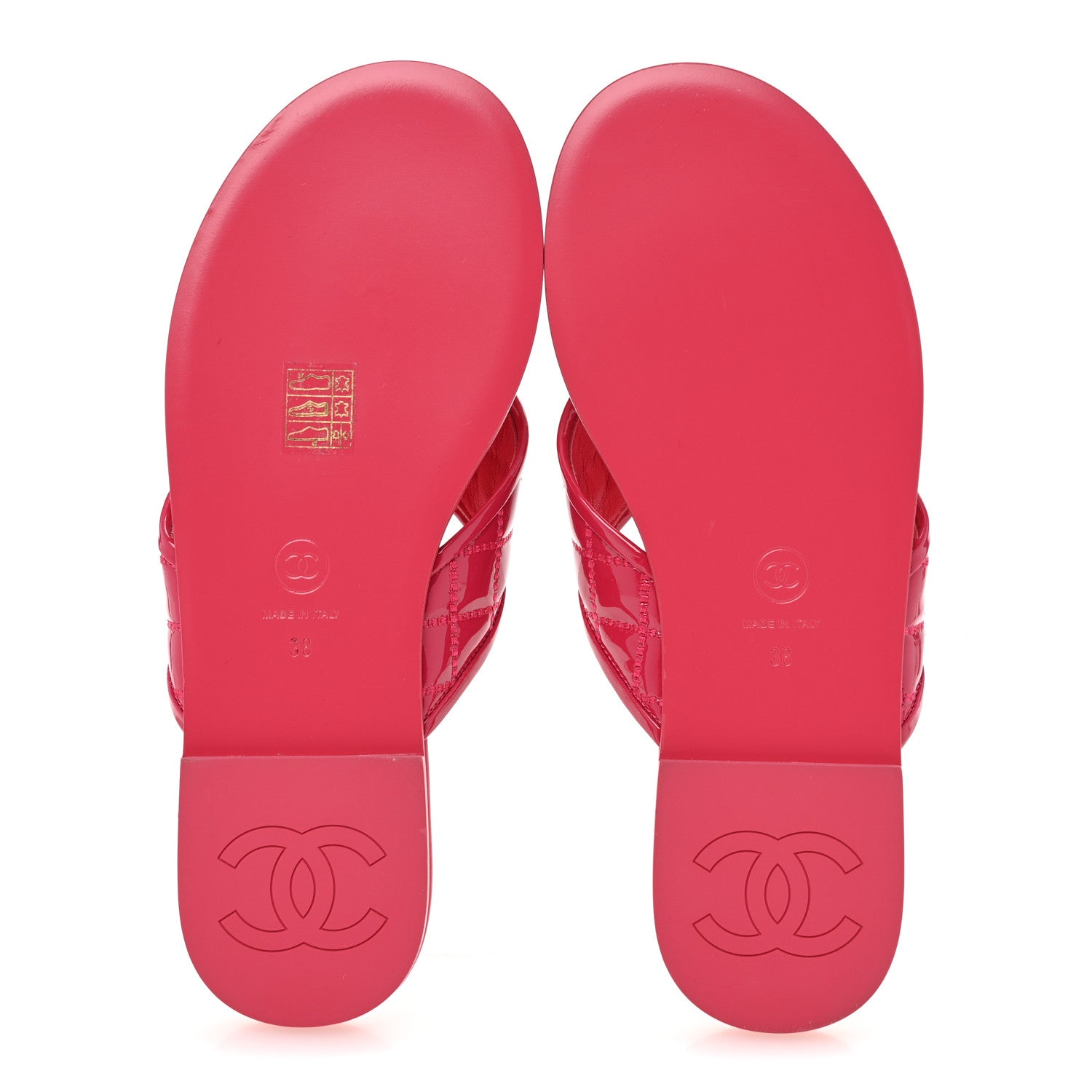 Chanel Patent Quilted CC Thong Sandals 38 Pink 6 of 10