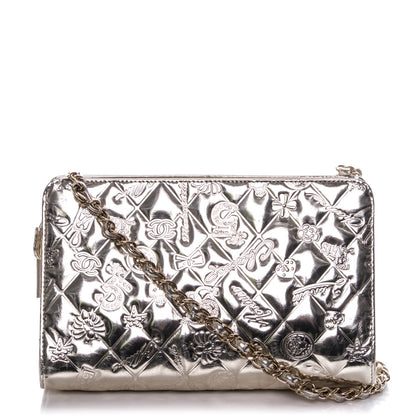 Chanel Metallic Patent Calfskin Lucky Symbols Pochette Gold 1 of 9