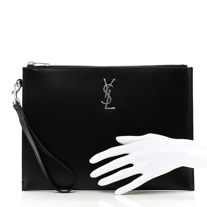 Saint Laurent Calfskin Cassandre Tablet Pouch Black Black 2 of 8
