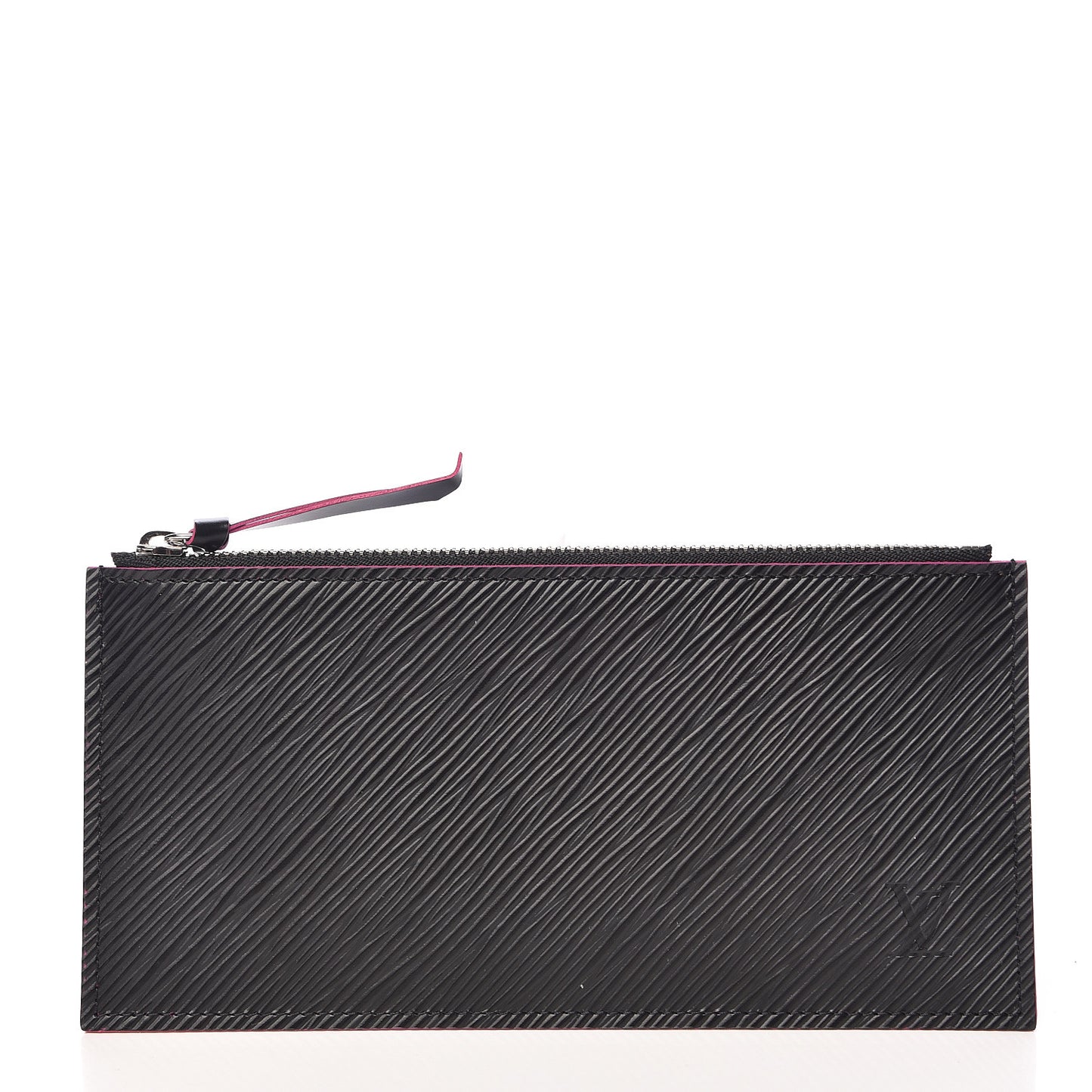 Epi Felicie Chain Wallet Zippered Insert Black Hot Pink
