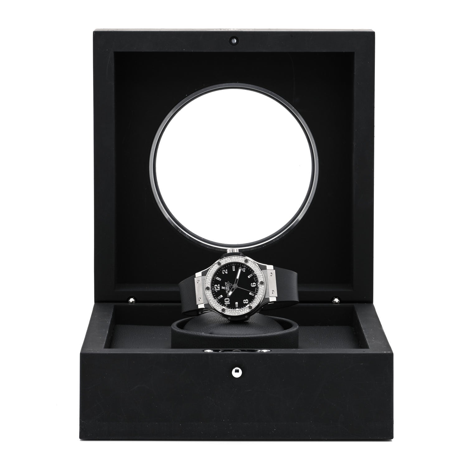 Hublot Stainless Steel Rubber Diamond Pave Bezel 38mm Big Bang Quartz Watch Black 361.SX.1270.RX.1104 5 of 5