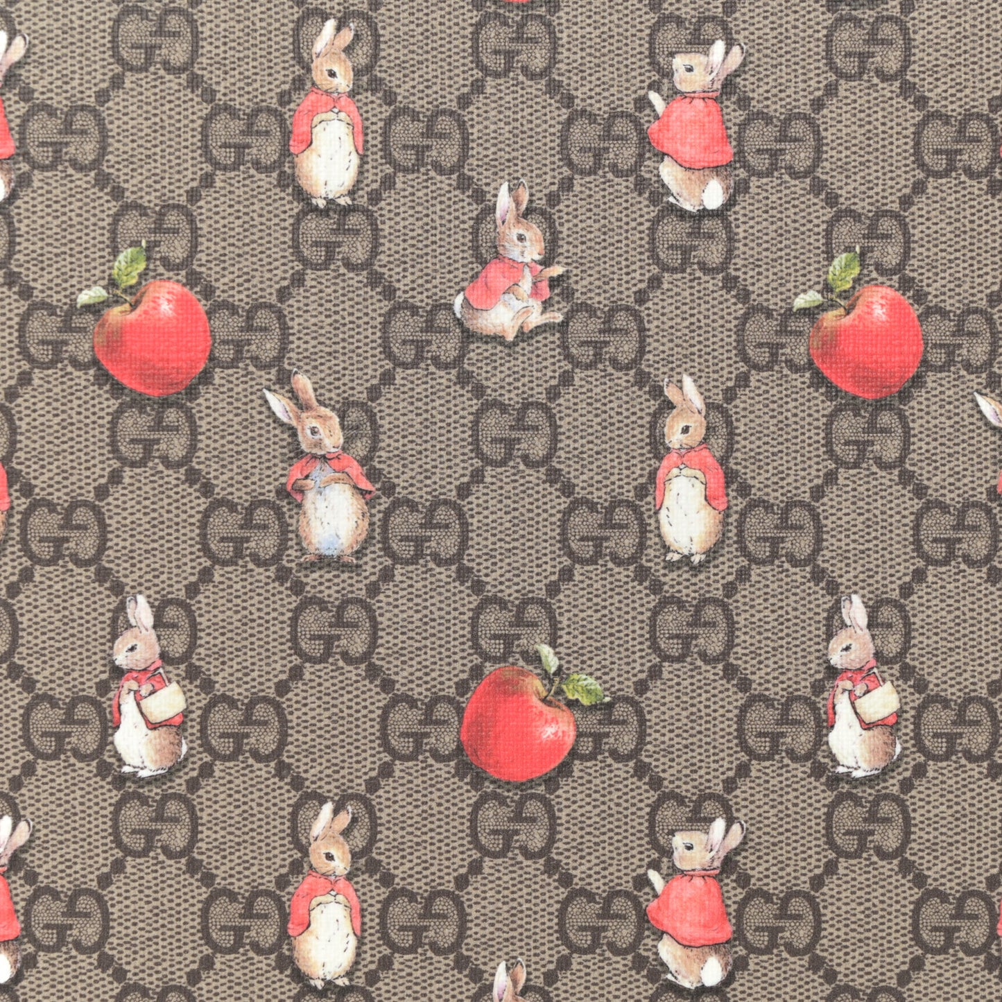 X Peter Rabbit GG Supreme Monogram Rabbit Apple Childrens Tote Beige Ebony Multicolor Bright Hibiscus