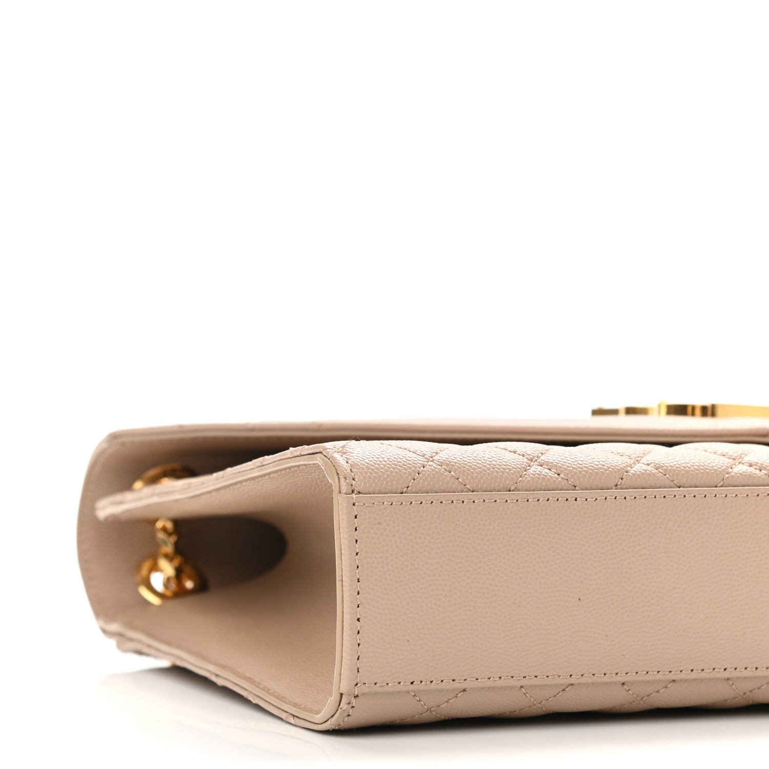 Saint Laurent Grain De Poudre Mixed Matelasse Large Triquilt Monogram Satchel Dark Beige 8 of 10