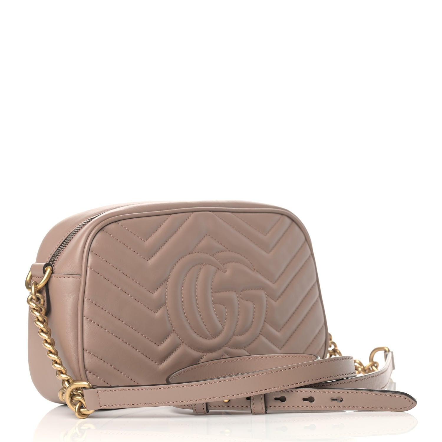 Gucci Calfskin Matelasse Small GG Marmont Chain Shoulder Bag Porcelain Rose 3 of 9