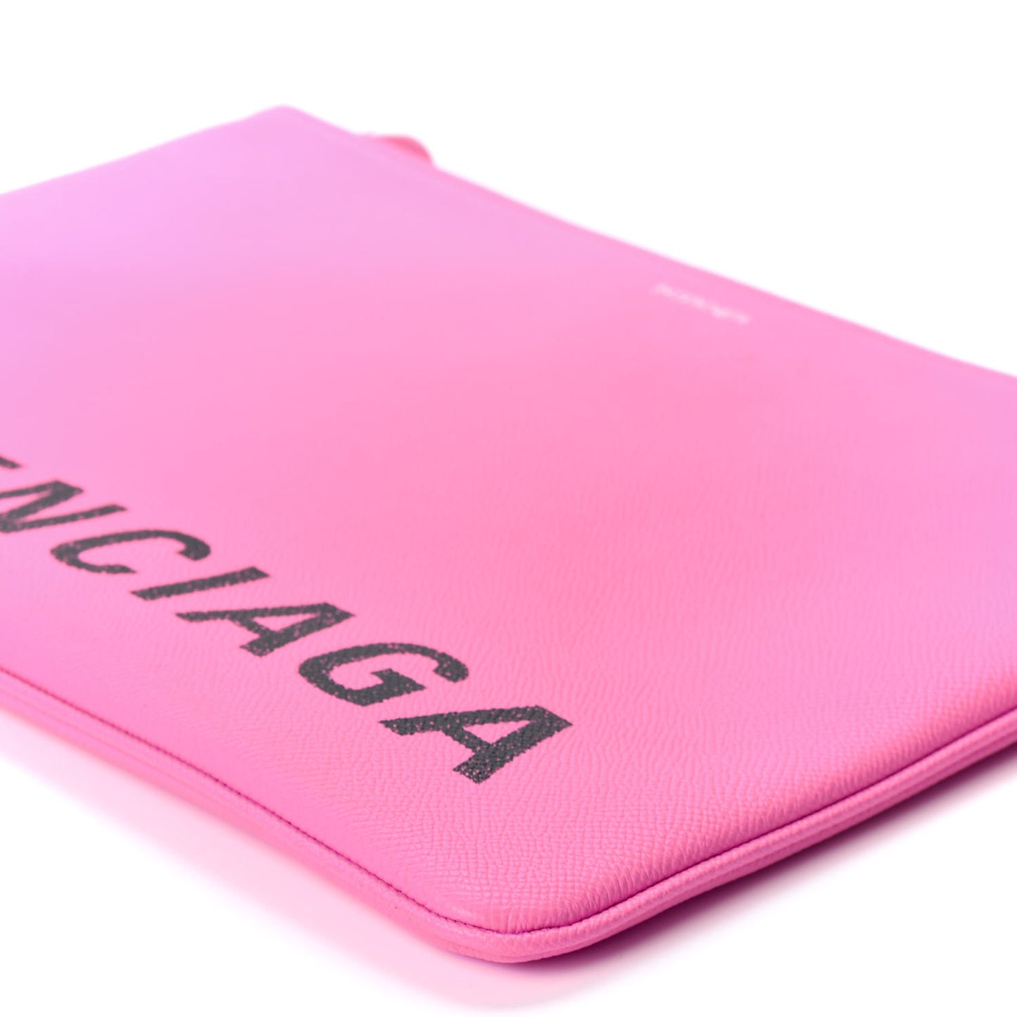 Calfskin Logo Large Zip Pouch Acid Pink