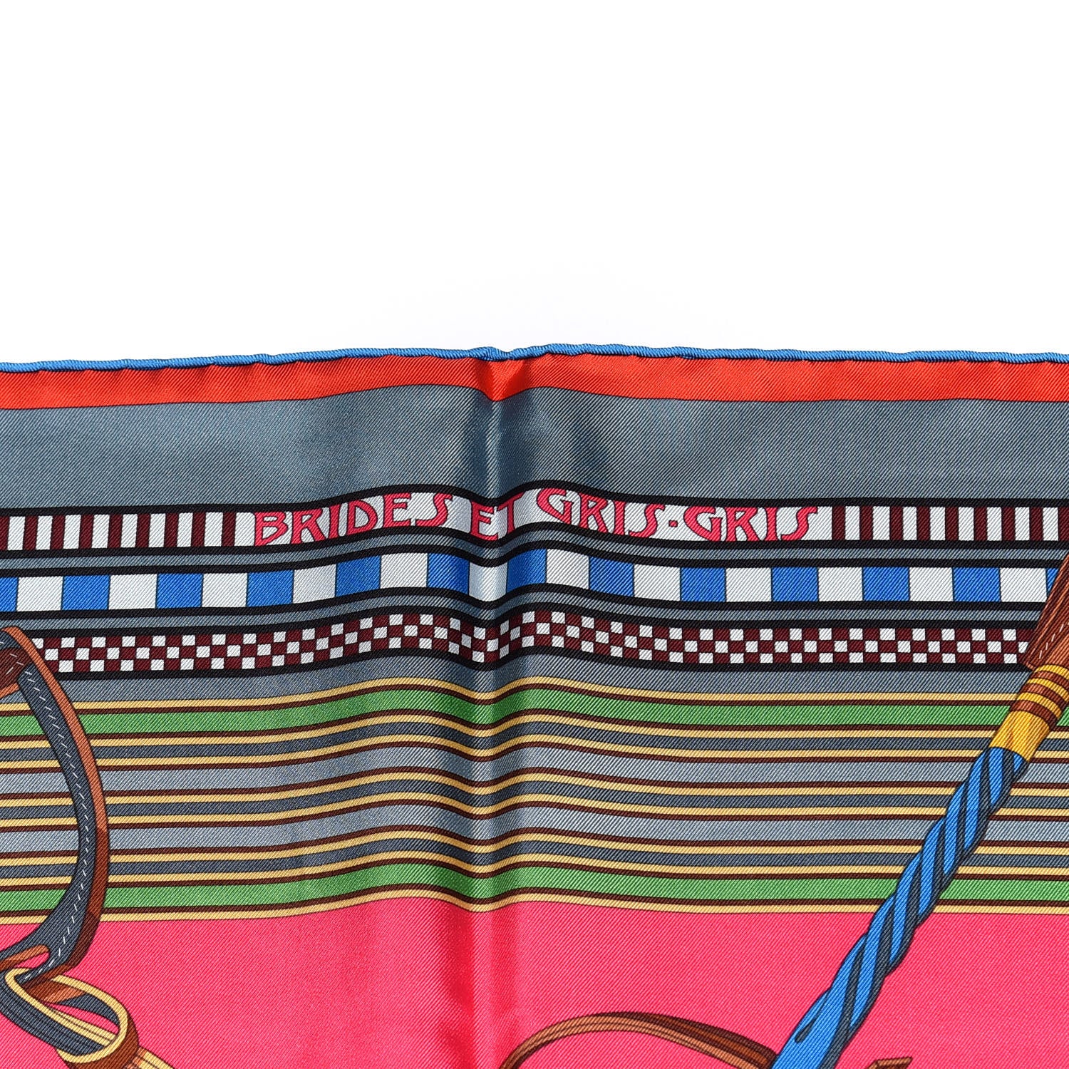 Hermes Silk Brides Et Gris Gris Scarf 90 Rose Vif Cobalt Vert 5 of 5