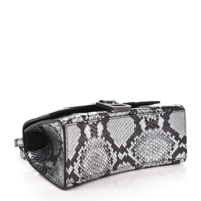 Balenciaga Shiny Calfskin Snakeskin Embossed Hourglass Top Handle Bag XS Silver Black 4 of 9