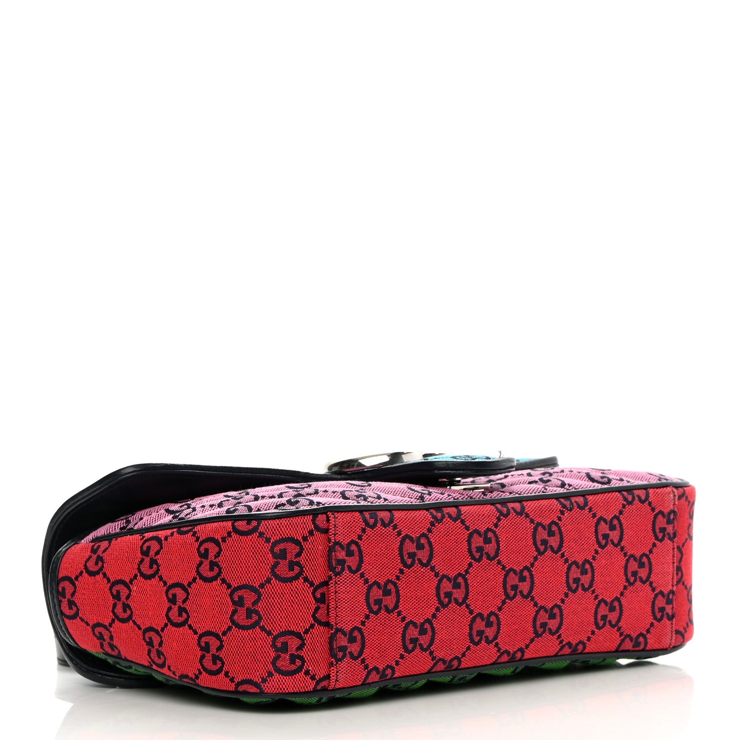 Gucci Monogram Multicolor Matelasse Diagonal Small GG Marmont Shoulder Bag Light Blue Pink Blue Green Red 4 of 11