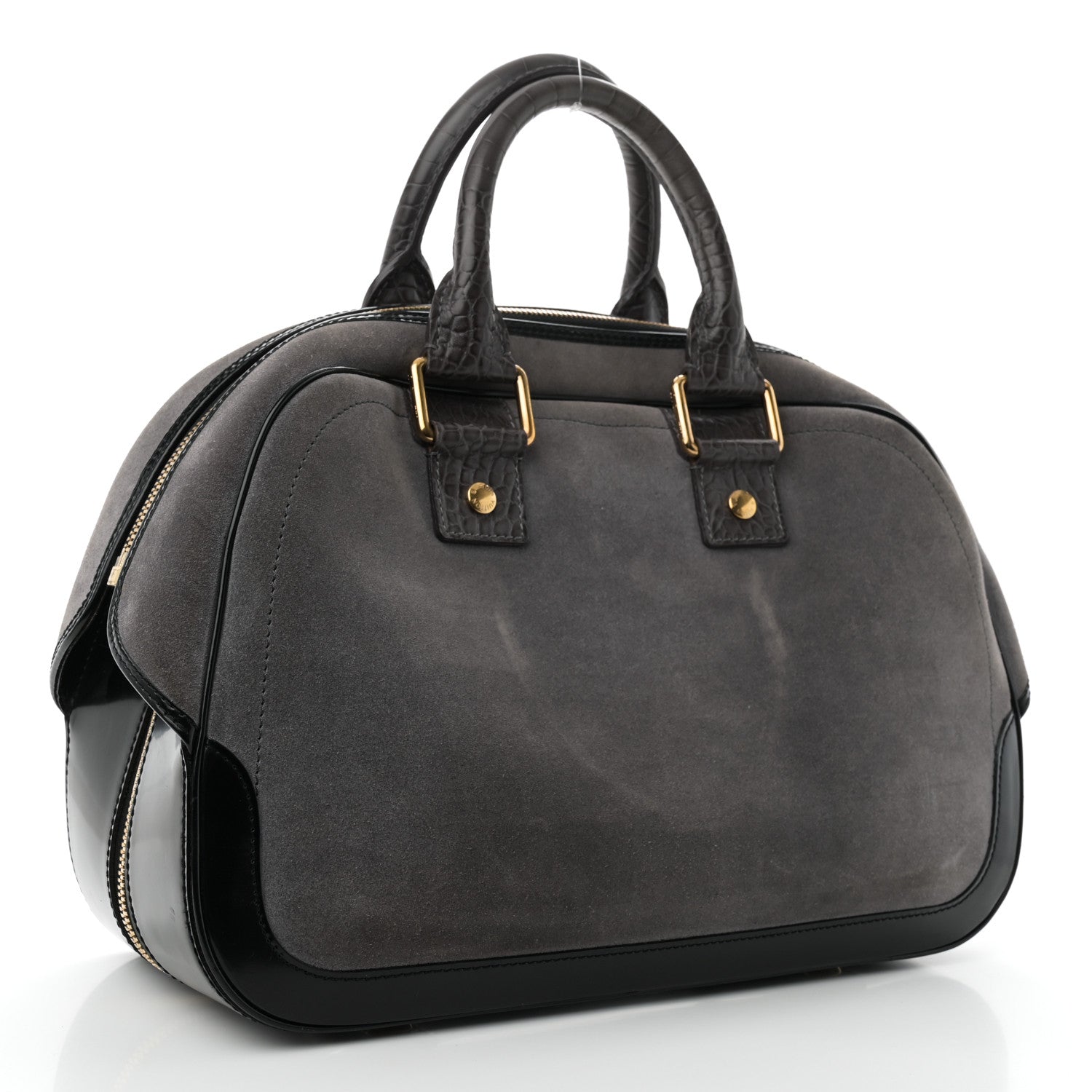 Louis Vuitton Suede Stamped Havane Bowler GM Grey 3 of 10