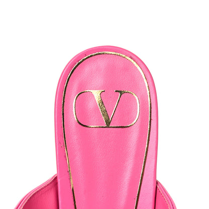 Valentino Garavani Calfskin Roman Stud Ankle Strap Flat Mules 38.5 Feminine Pink 7 of 9