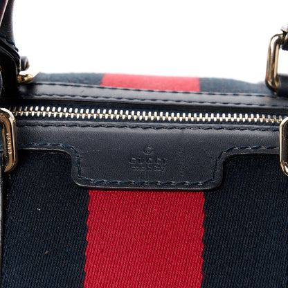 Gucci Monogram Selleria Calfskin Vintage Web Medium Boston Beige Blue 9 of 16