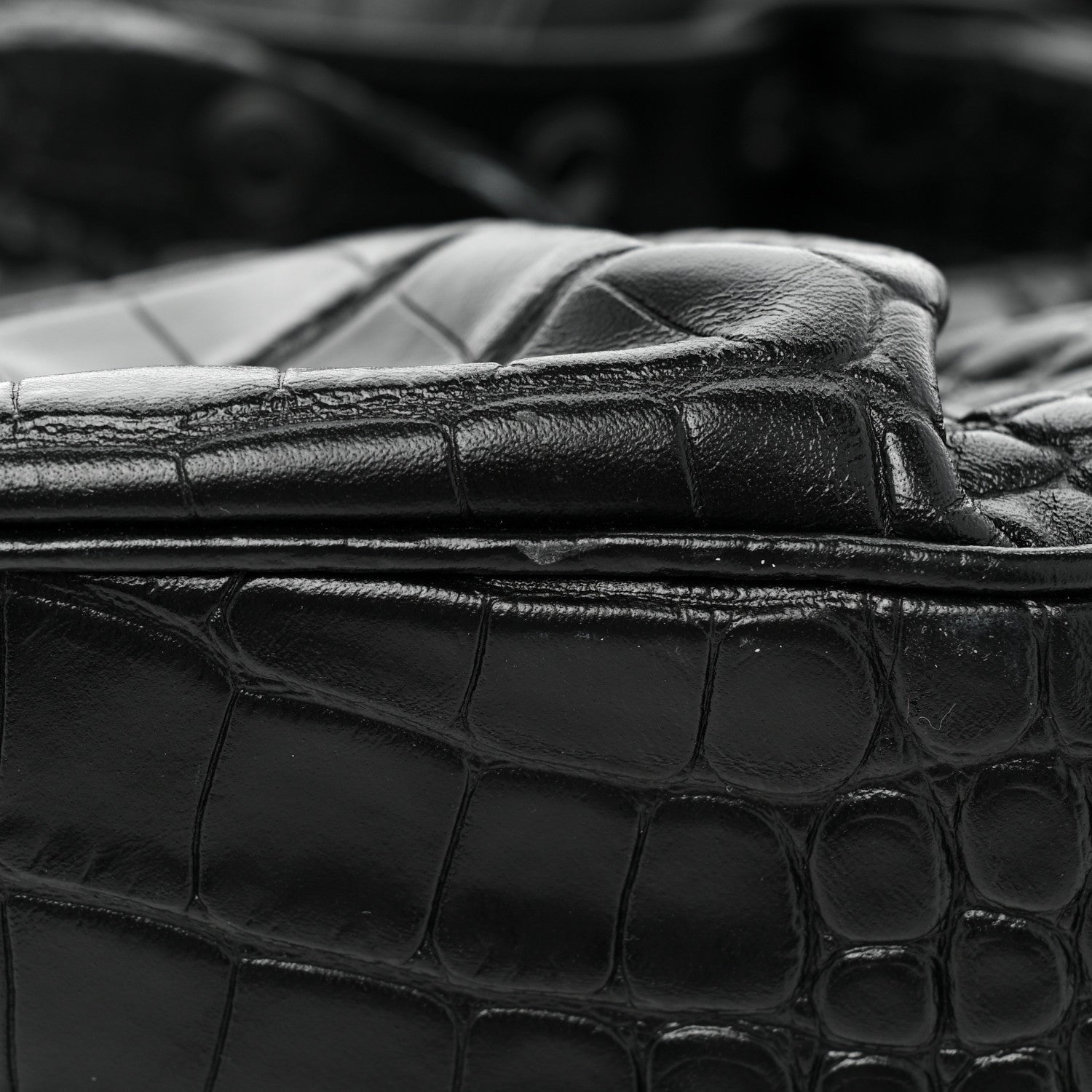 Balenciaga Extra Supple Calfskin Crocodile Embossed Monochrome Small Le Cagole Shoulder Bag Black 9 of 10
