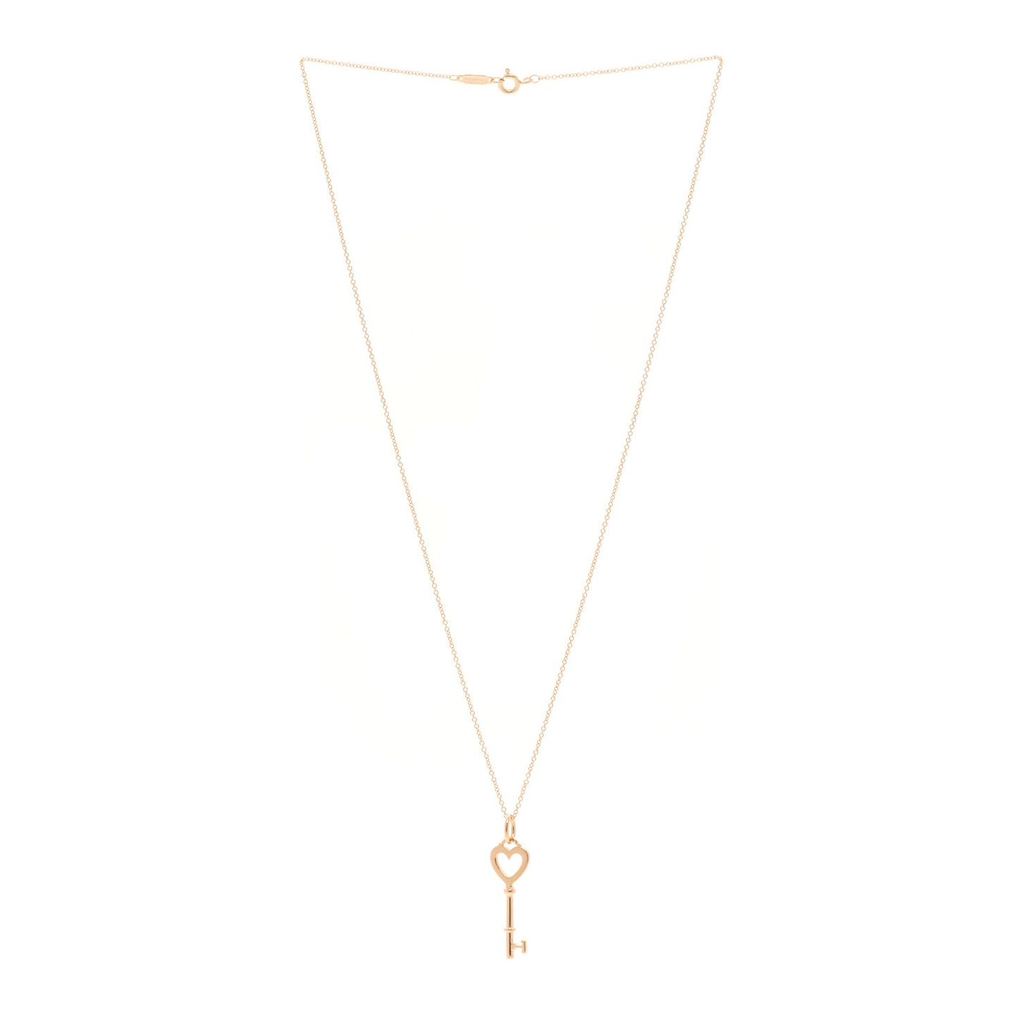 18K Rose Gold Mini Heart Key Pendant Necklace