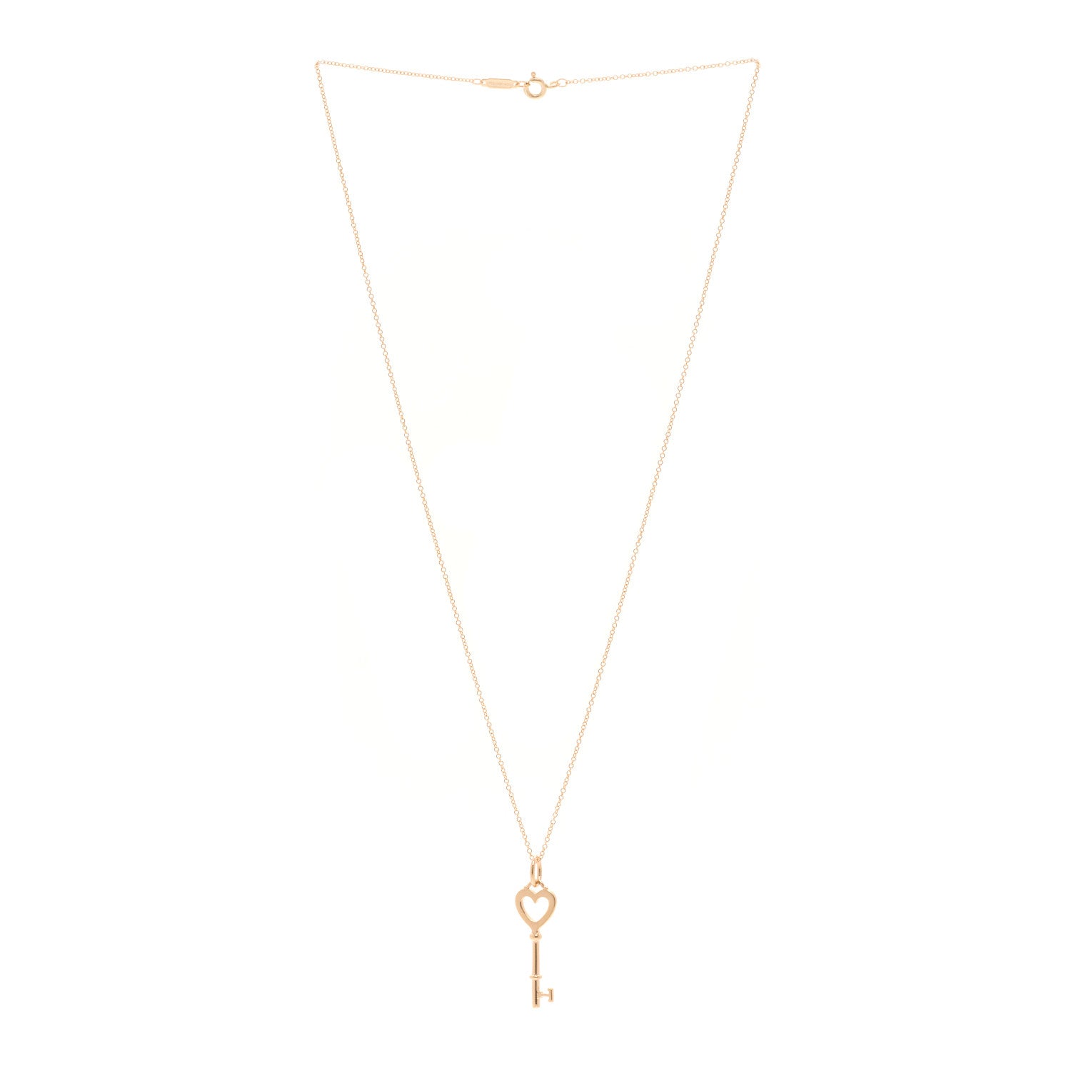 Tiffany 18K Rose Gold Mini Heart Key Pendant Necklace 3 of 6