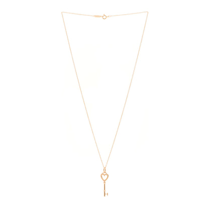 Tiffany 18K Rose Gold Mini Heart Key Pendant Necklace 3 of 6