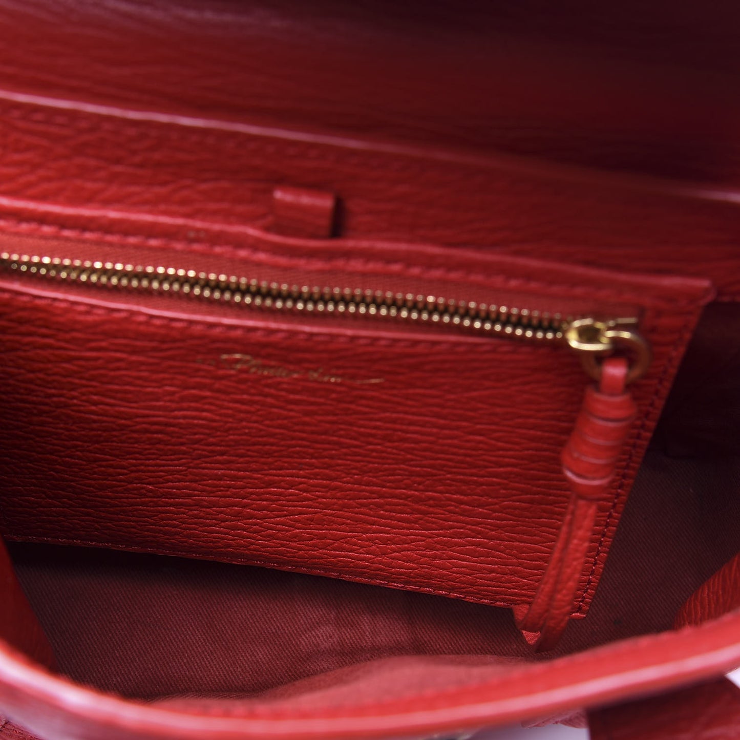 3.1 Textured Calfskin Mini Pashli Satchel Red