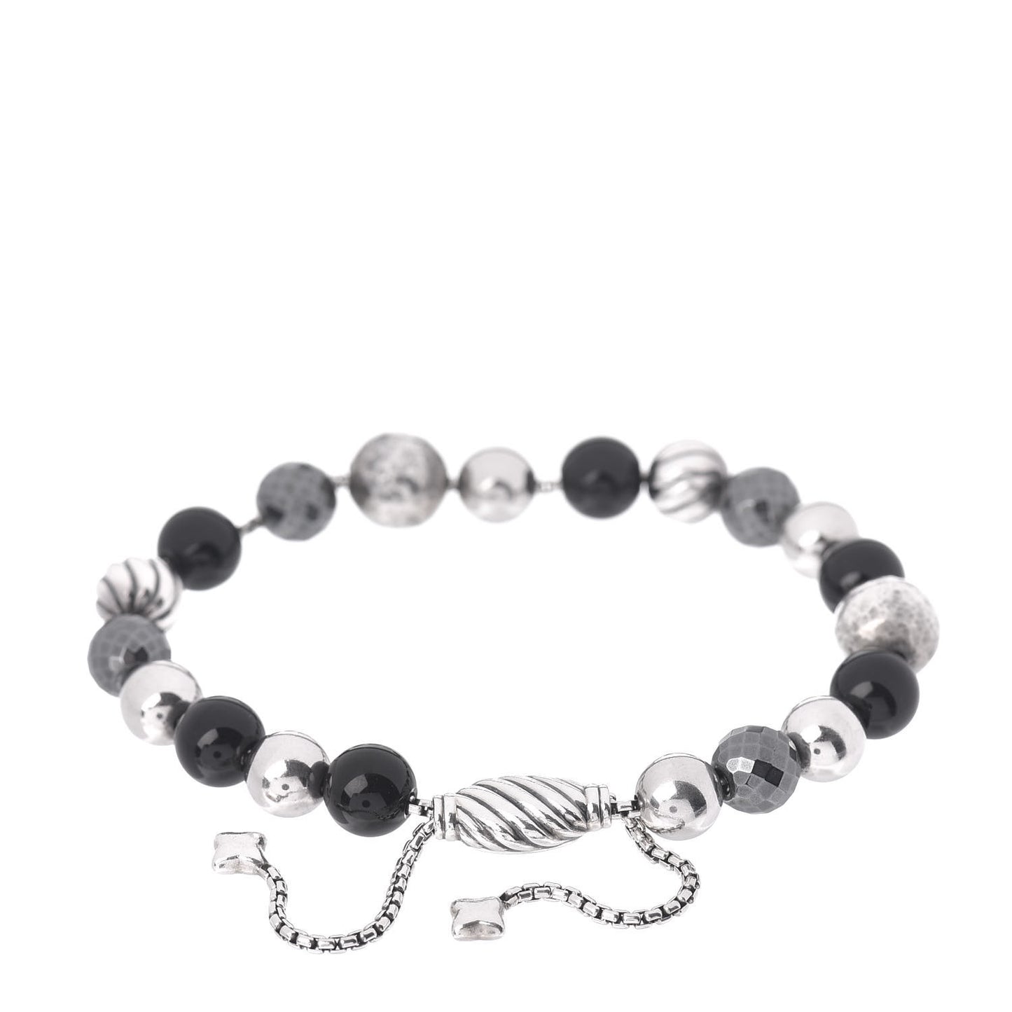 Sterling Silver Black Onyx Hematite 8mm Elements Bead Bracelet