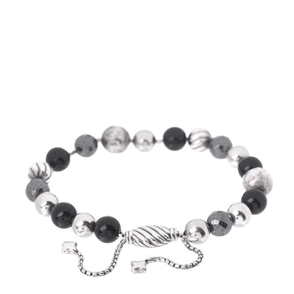 David Yurman Sterling Silver Black Onyx Hematite 8mm Elements Bead Bracelet 3 of 4