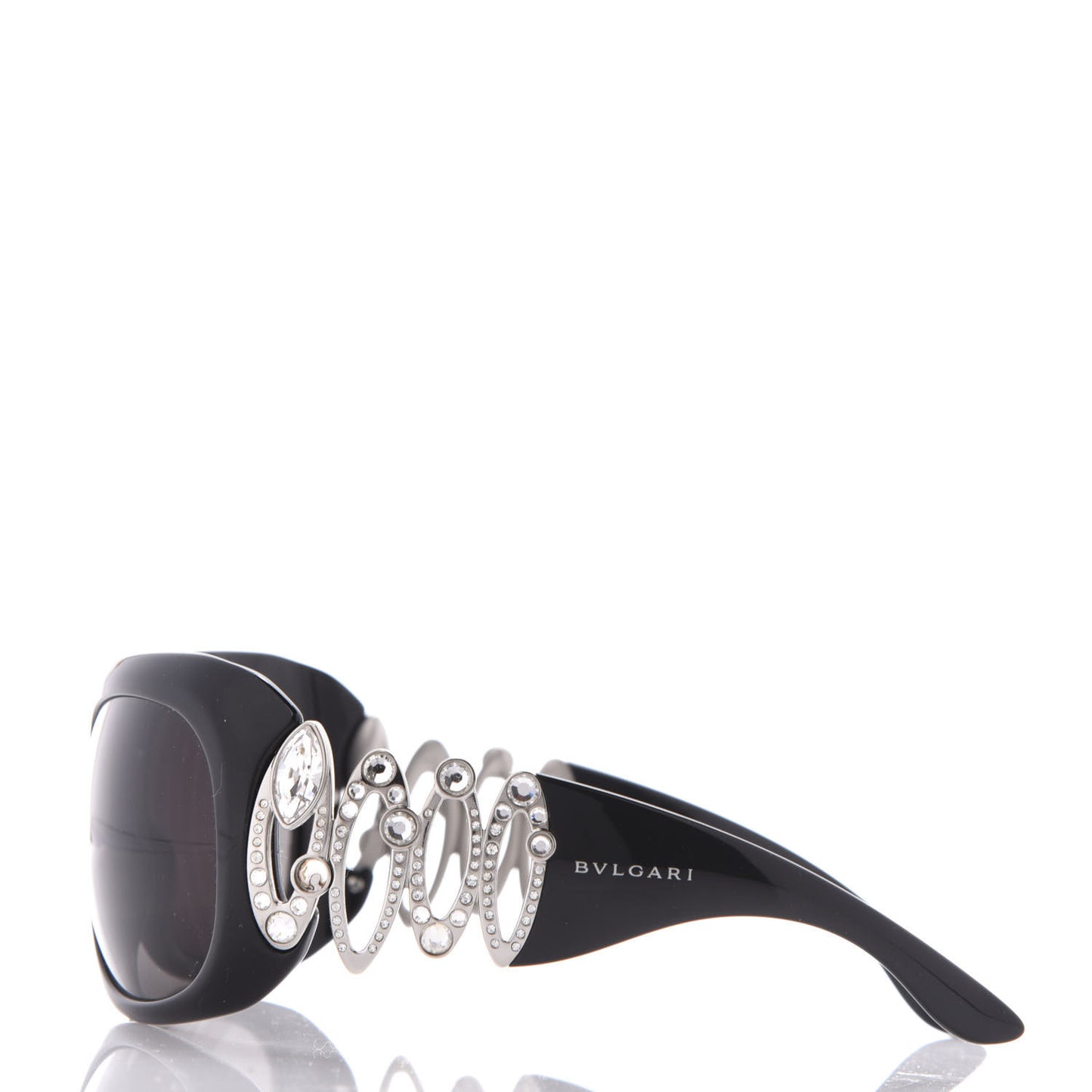 Oval Crystal 8016-B Sunglasses Black