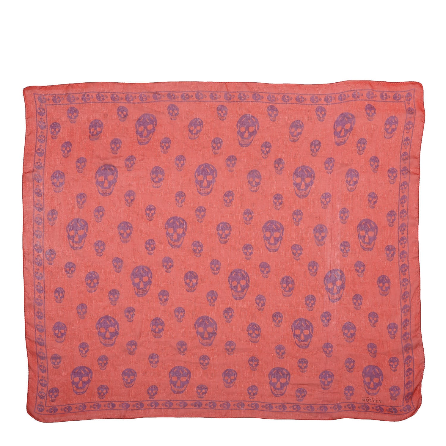 Alexander McQueen Silk Chiffon Skull Scarf Red 1 of 2