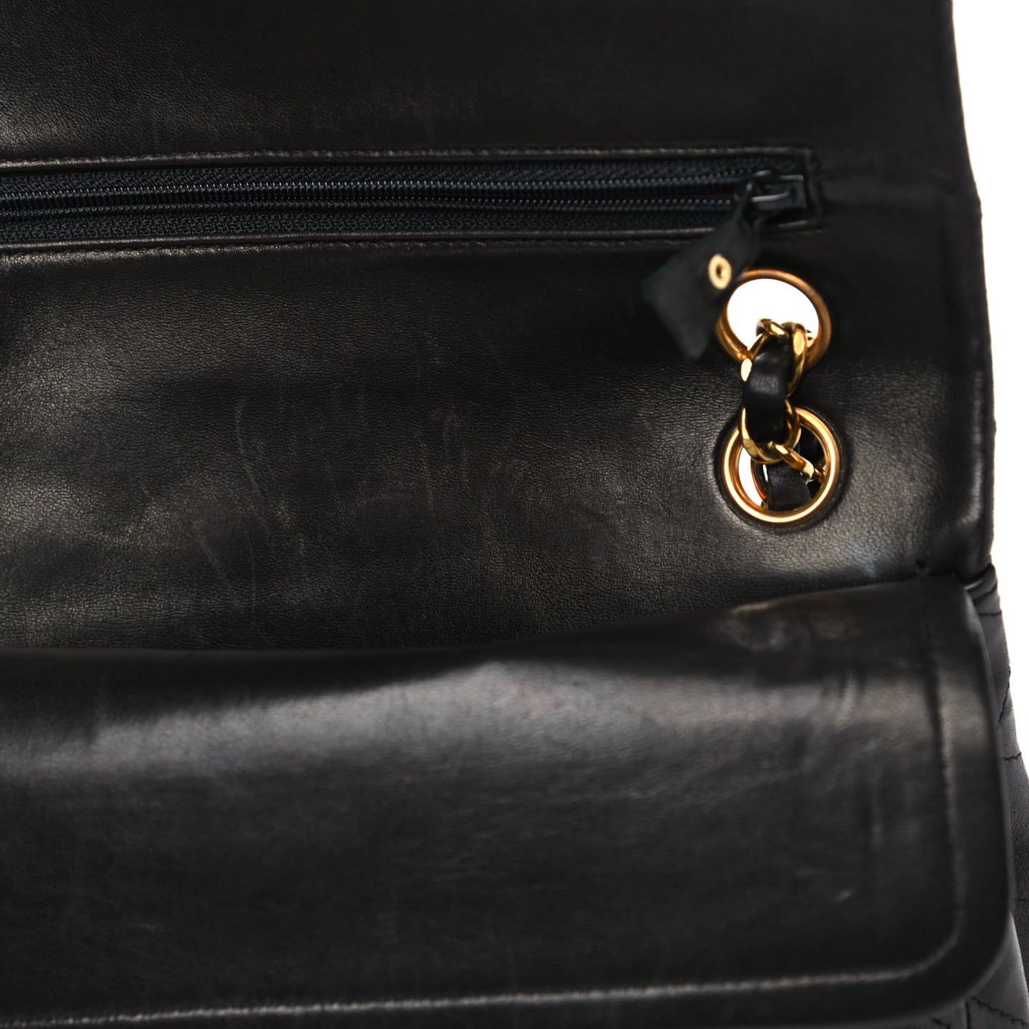 Lambskin Quilted Small Double Flap Black