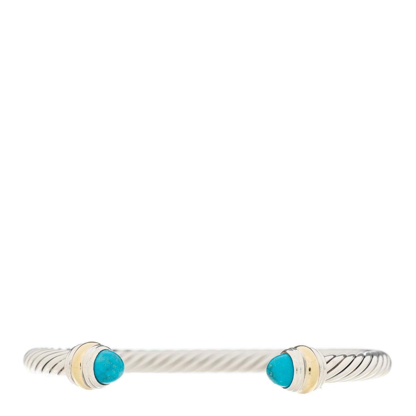 Sterling Silver 14K Yellow Gold Turquoise 5mm Cable Classics Bracelet