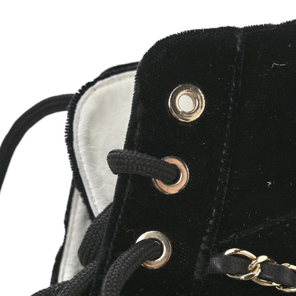 Chanel Velvet Chain Lace Up CC Short Boots 41 Black 10 of 10