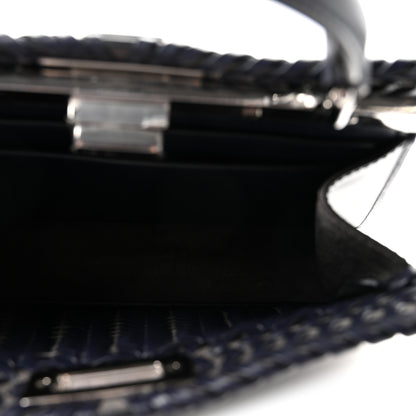 Fendi Vitello King Shiny Nappa Intreccio Petite Peekaboo I SEE U Satchel Midnight 5 of 9