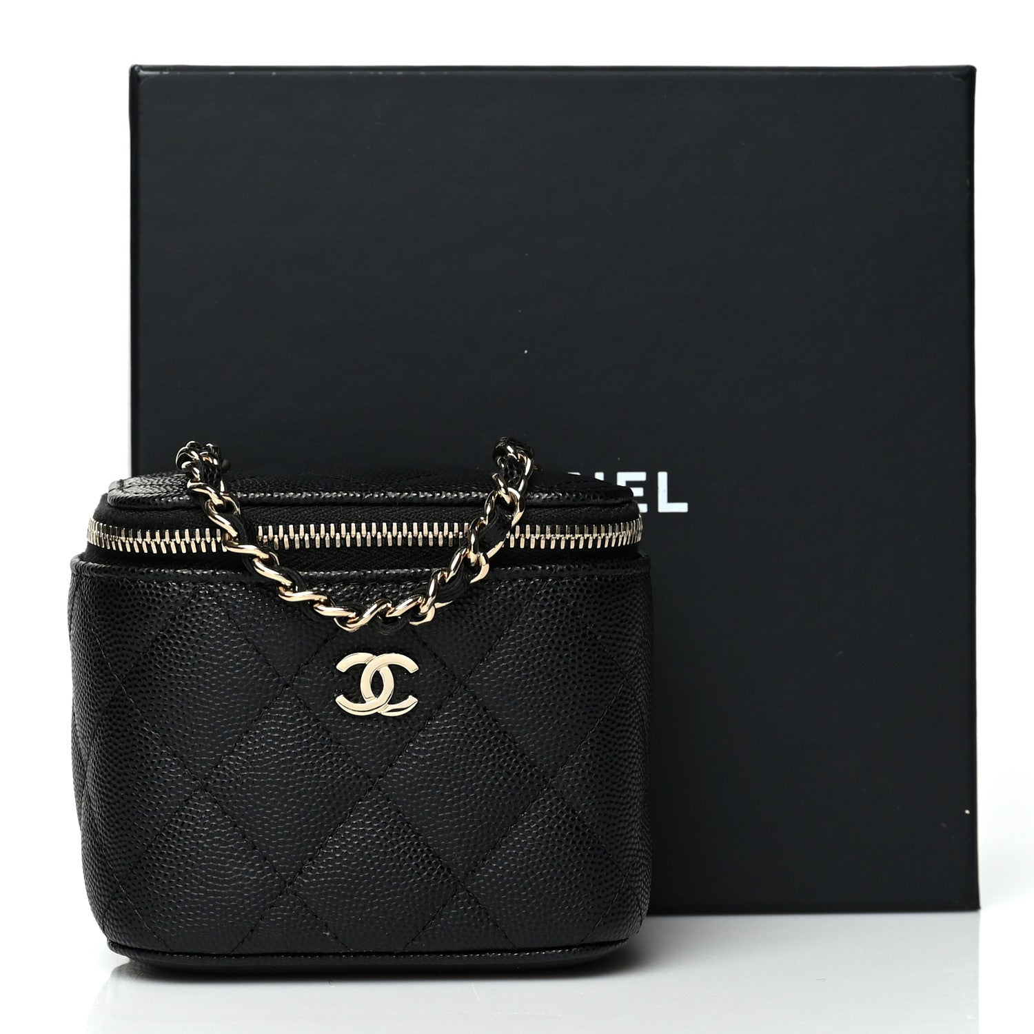 Chanel Caviar Quilted Mini Vanity Case With Chain Black 11 of 11