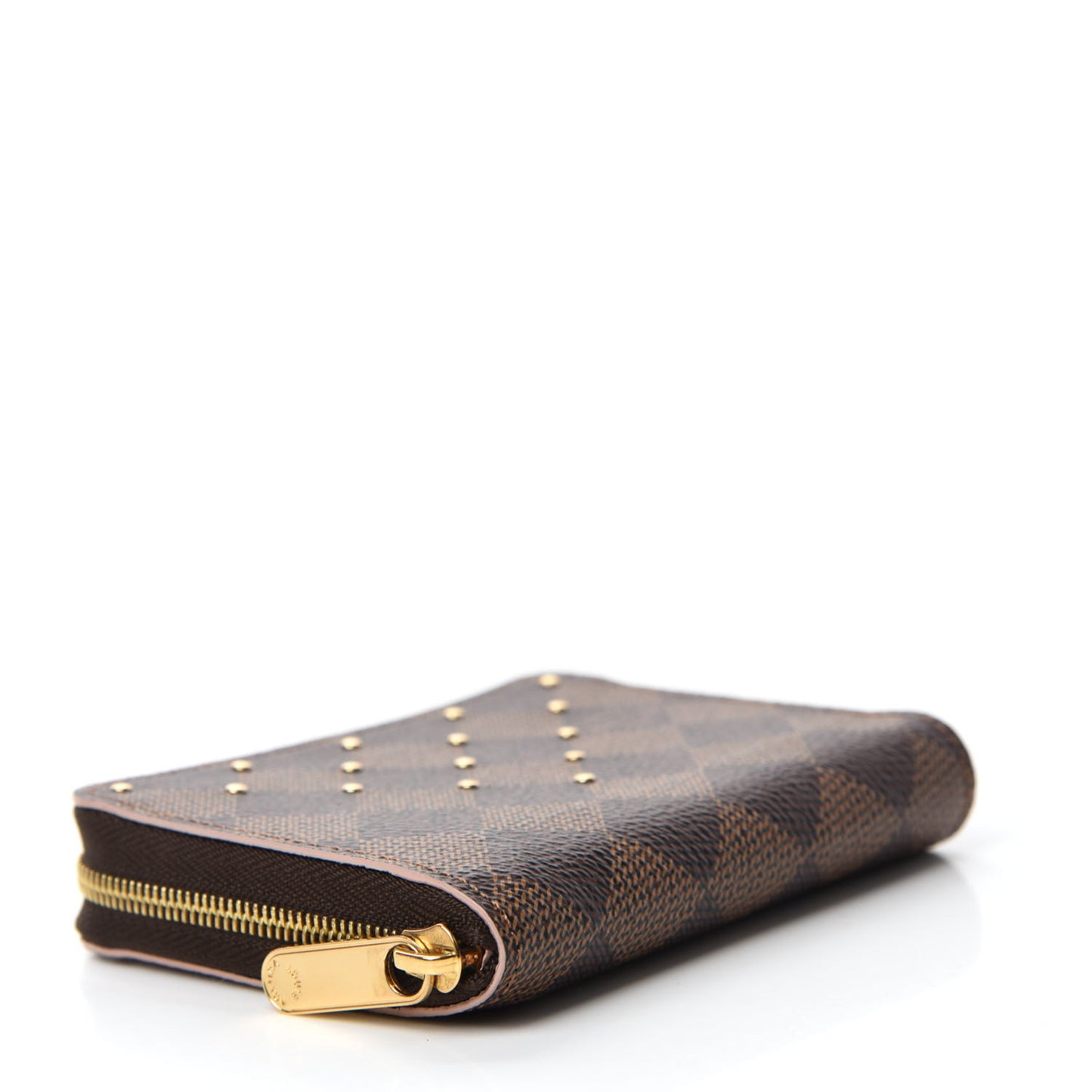 Damier Ebene Studded Zippy Coin Purse Rose Ballerine