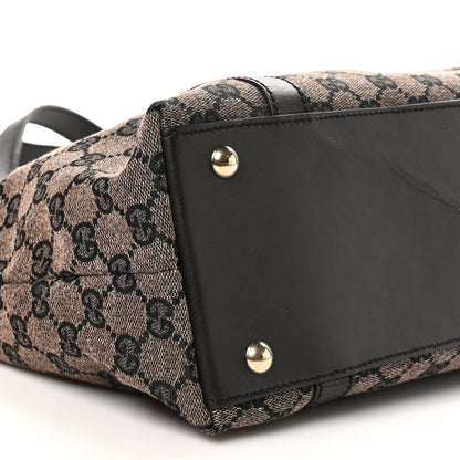 Gucci Denim Monogram Abbey Medium Tote Brown 9 of 12