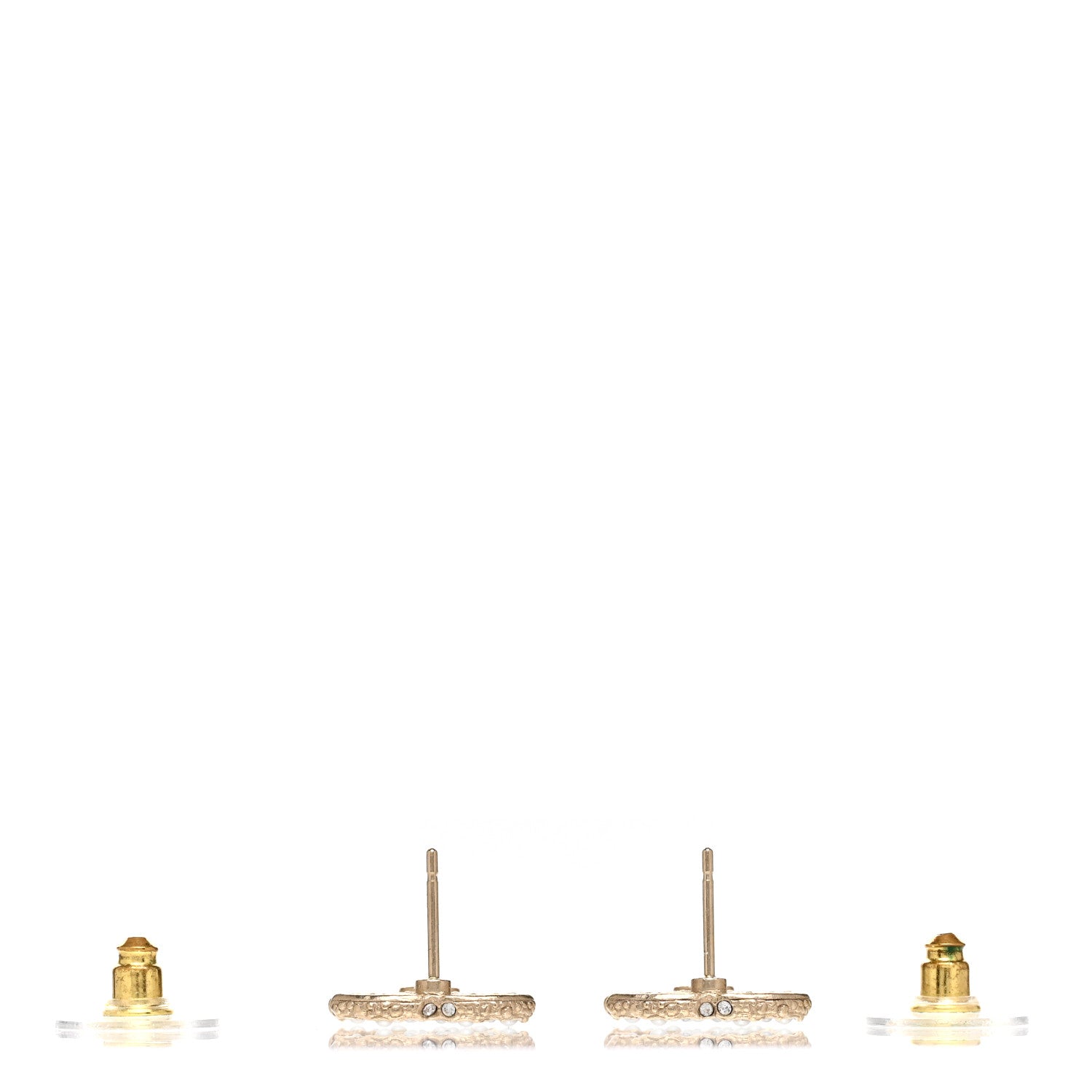 Chanel Metal Graduated Pearl Crystal CC Earrings Light Gold 3 of 5