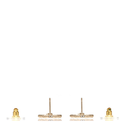 Chanel Metal Graduated Pearl Crystal CC Earrings Light Gold 3 of 5