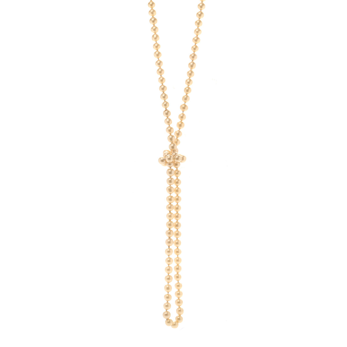 Chanel Pearl CC Long Necklace Gold White 1 of 7