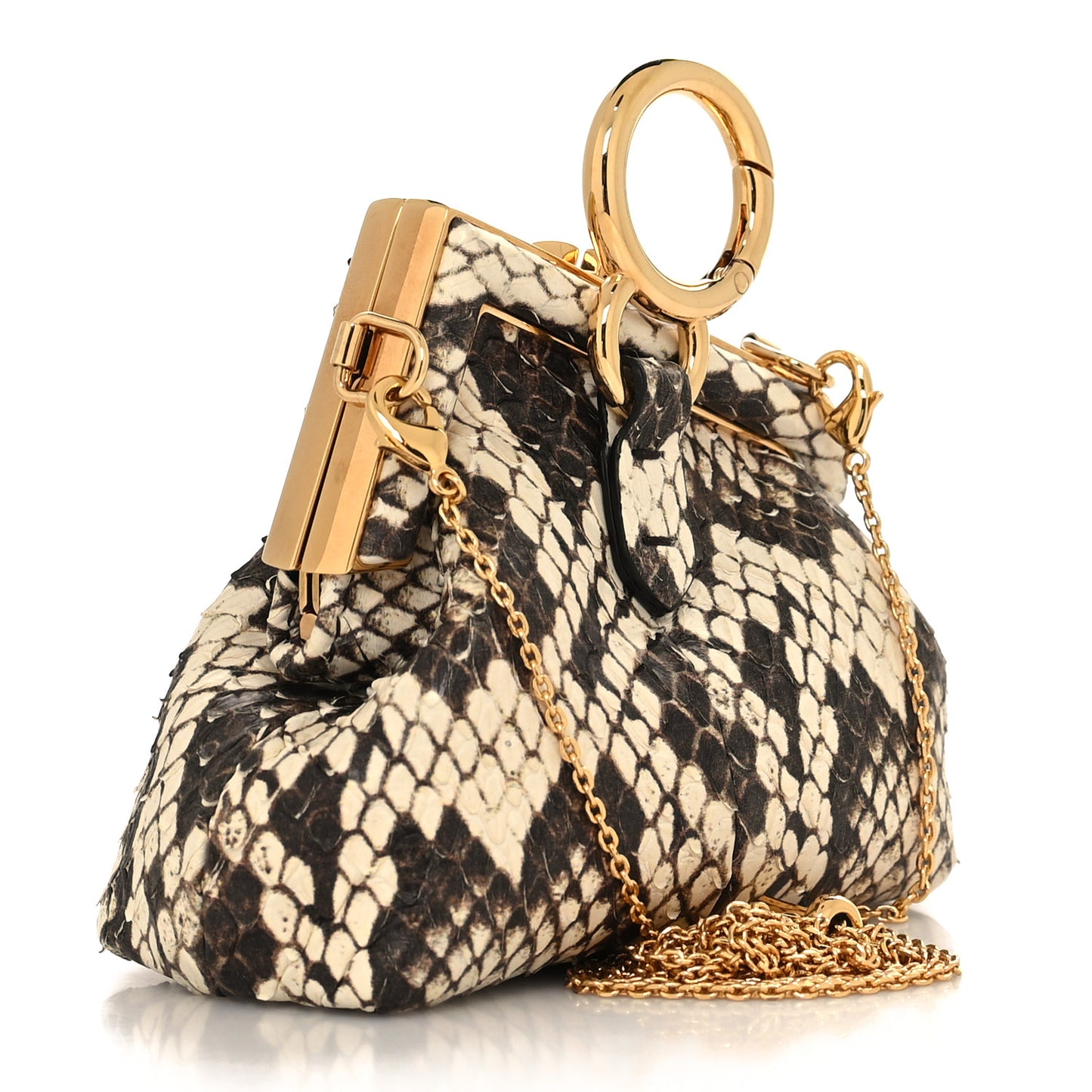 Elaphe Python Printed Nano Fendi First Bag Charm Daisy Roccia