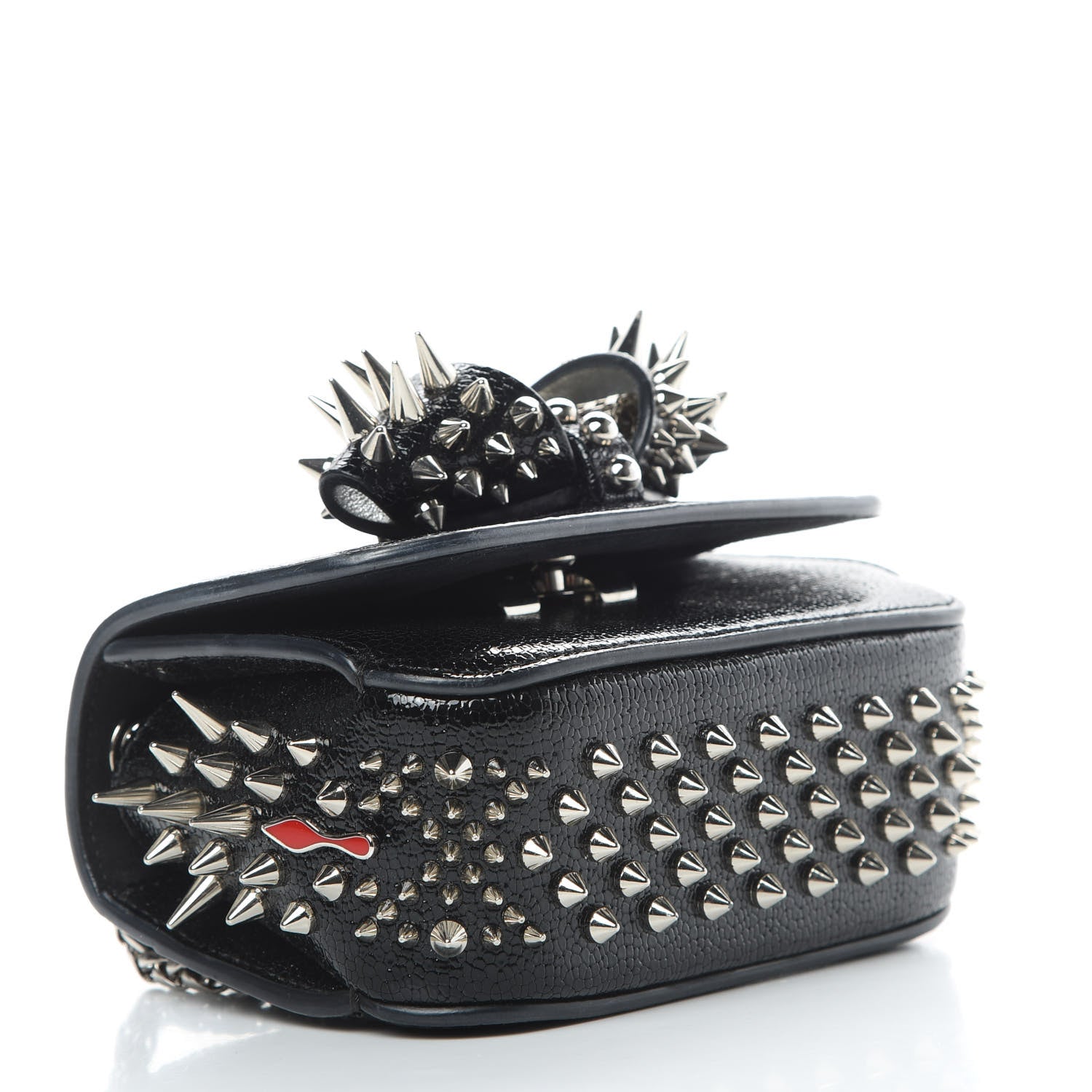 Christian Louboutin Jurassic Calfskin Spikes Sweety Charity NV Crossbody Bag Black Silver 4 of 13