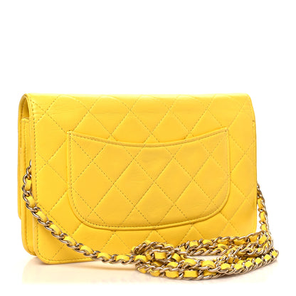 Chanel Lambskin Quilted Wallet on Chain WOC Yellow 3 of 12