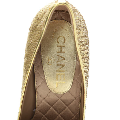 Chanel Sequin Pumps 37.5 Gold 6 of 12