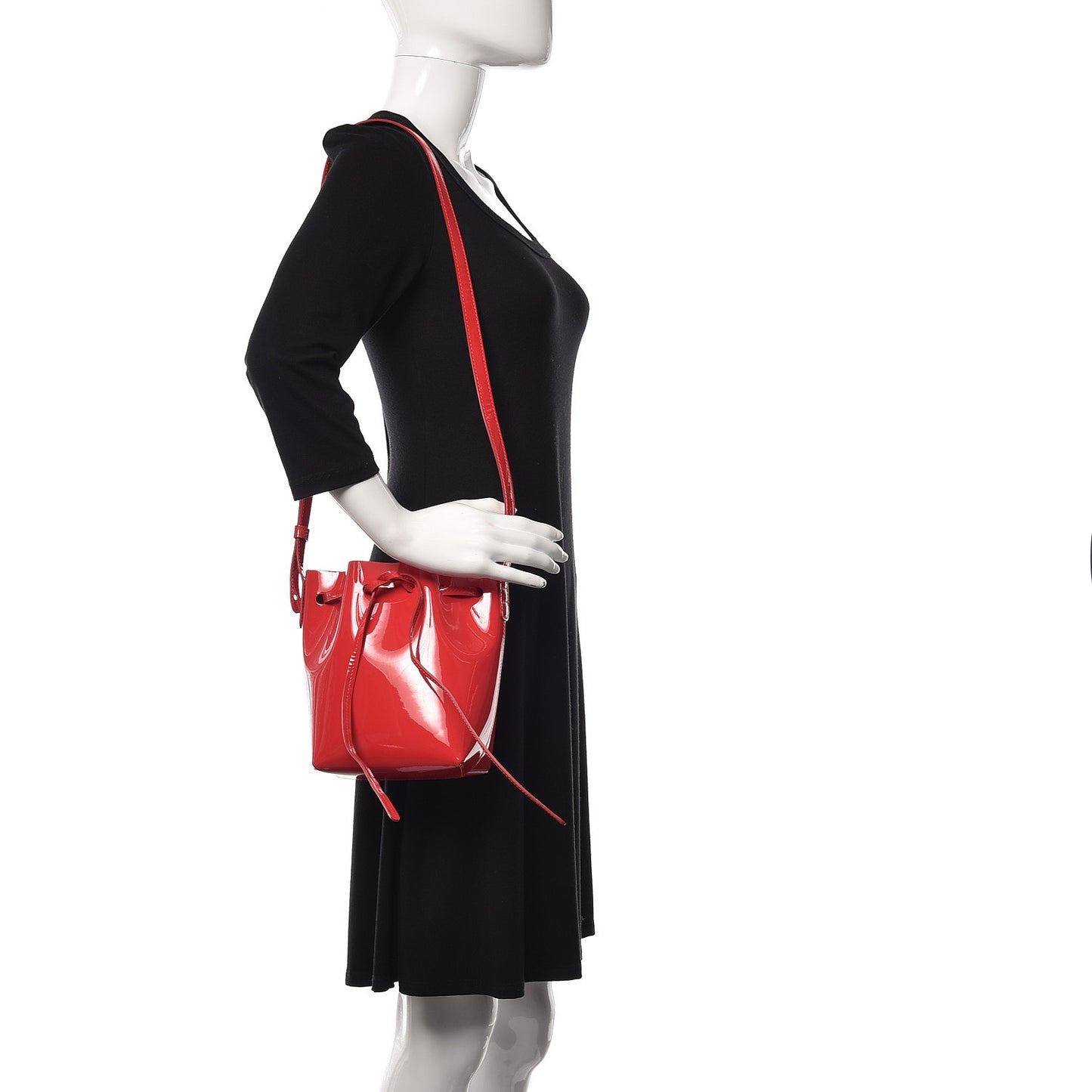 Patent Calfskin Mini Mini Bucket Bag Flamma