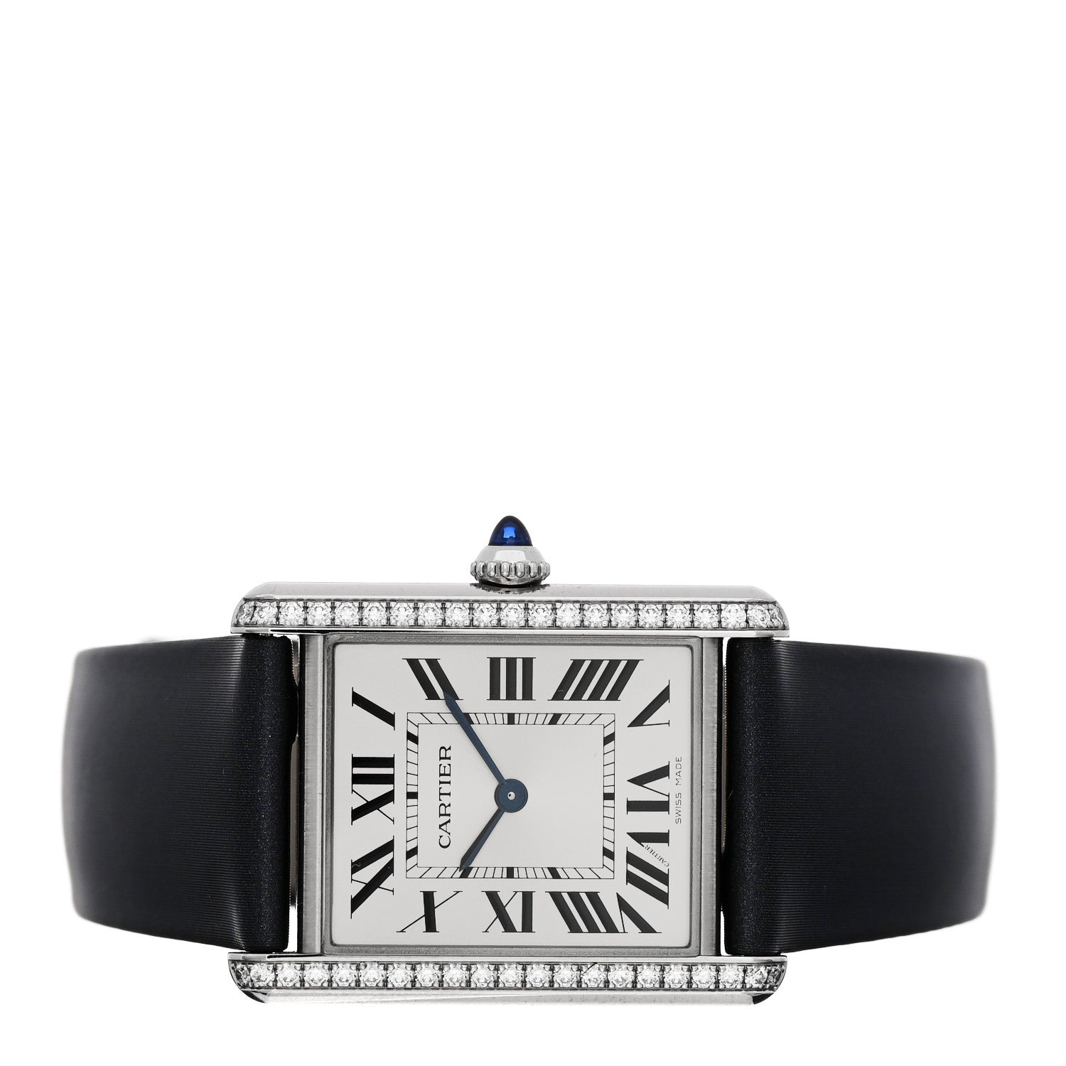 Cartier Stainless Steel Satin Diamond 25mm Must de Cartier Tank