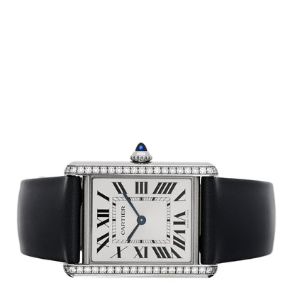 Cartier Stainless Steel Satin Diamond 25mm Must de Cartier Tank Quartz Watch 2 of 5